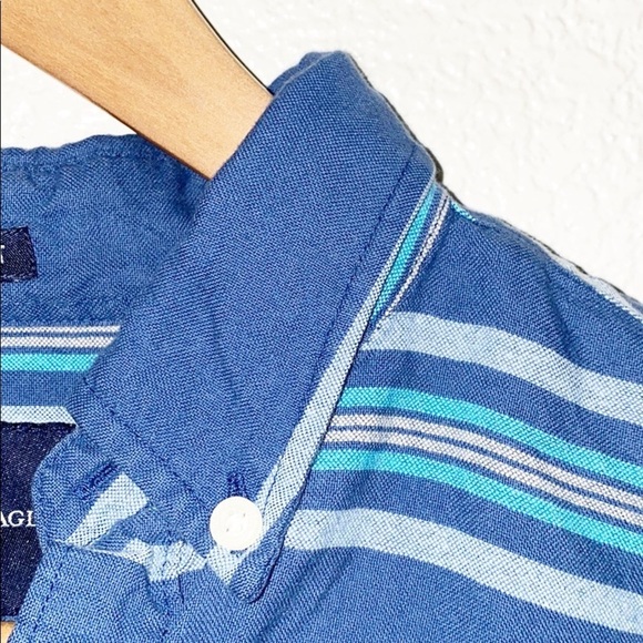 American Eagle Blue Striped Button Down Shirt - Picture 6 of 12